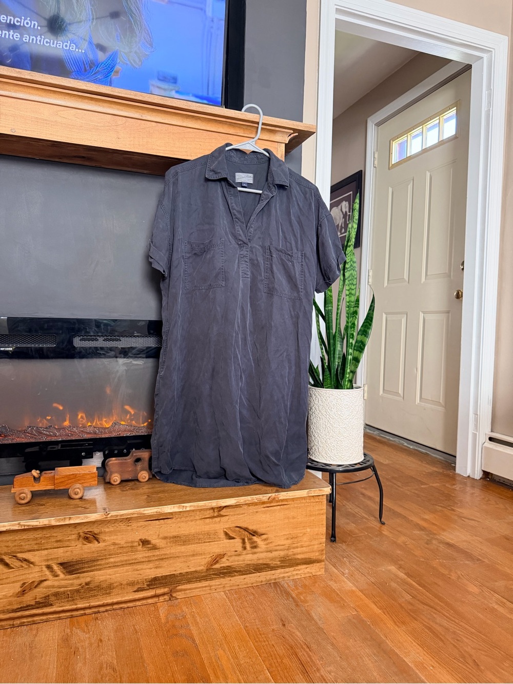 Charcoal Gray Shirt Dress - Charcoal